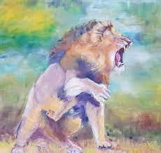 le lion rugit painting by ghislaine