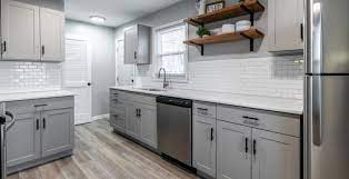 what color cabinets go with gray floors