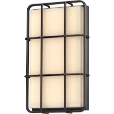 Volume Lighting 1 Light Antique Bronze Integrated Led Outdoor Indoor Wall Mount Lantern Sconce With Caged White Glass V3131 79 The Home Depot