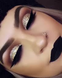 crystal gold glitter eye makeup