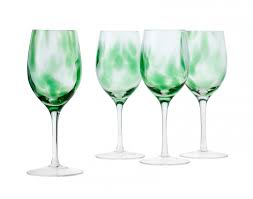 Green Confetti Wine Glass Set
