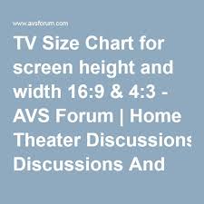 Tv Size Chart For Screen Height And Width 16 9 4 3 Avs