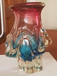 Stunning Vintage Bohemia Art Glass Vase