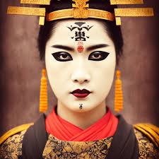 symbolic asian geisha in the style of