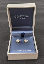 sterling silver clover stud earrings