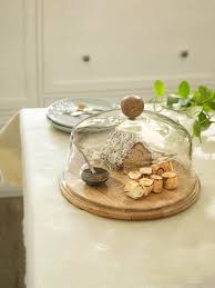 Natural Glass Cloche Wooden Stand