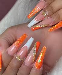 100 orange and yellow nails 2024