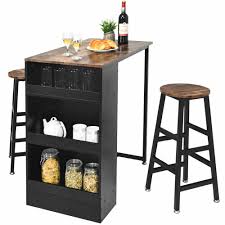 Practical & popular pub sets 3 Pieces Bar Table Set Industrial Counter Height Dining Table Set With Storage Bar Furniture Sets Aliexpress