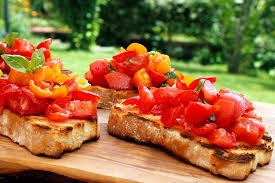 Marinated cherry tomatoes with burrata + toast. Tomato Bruschetta Eataly