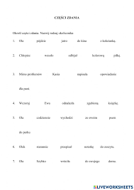 Części Zdania Klasa 5 Sprawdzian - Części zdania. Rozpoznawanie worksheet