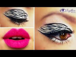 zebra eyeshadow pink lips tutorial by