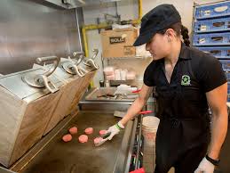 Image result for restaurant employee flipping burgers