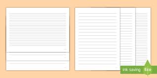 Paper that is usually finished with a smooth surface and sized and that can be written on with ink. Lined Paper No Borders Pack For Writing Practice Twinkl