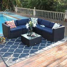 6 Piece Outdoor Sectional Sofa Rattan