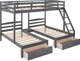 triple bunk bed full over 2 twin
