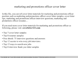 Marketing And Promotions Officer Cover Letter