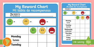 Reward Chart English Spanish Reward Chart Behaviour