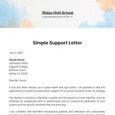 support letter templates exles