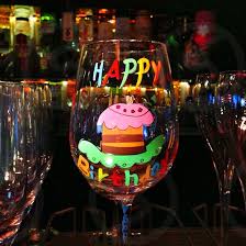 Happy Birthday Wine Glass By Hiroyasu