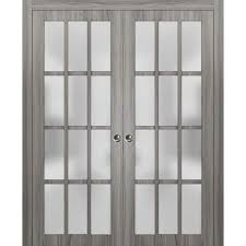 Panel Gray Finished Wood Sliding Door