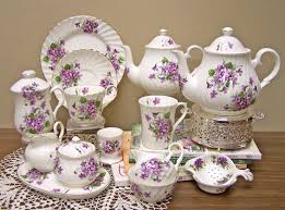 violets bone china tea set service