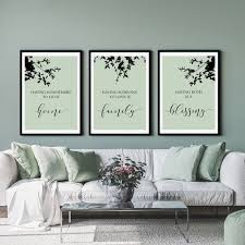 Sage Green Prints Family Quotes Wall