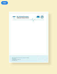 Minimalistic and modern letterhead template for your correspondence, personal letters, or just plain notepaper in your office as a doctor of medicine, be it gp, family physician or any other specialist! Free Doctor Letterhead Format Template Word Doc Psd Apple Mac Pages Publisher Illustrator Letterhead Format Letterhead Template Letterhead