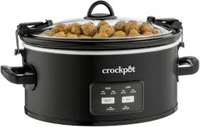 When it comes to using this cooker, you can set the device to whichever temperature setting is required for your recipe and let it cook low and slow for a long period of time. Crock Pot Cook Carry Programmable 6 Quart Slow Cooker Matte Black 2125185 Best Buy
