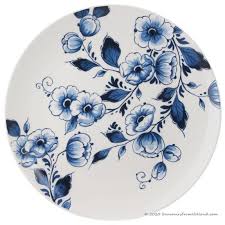 Delft Blue Wall Plate Flowers 25cm