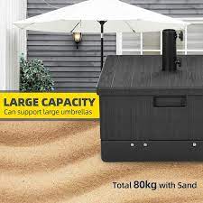 Outsunny 3 In 1 Outdoor Umbrella Base Coffee End Table Planter Box With Drainage 175lbs Capacity Patio Umbrella Stand Table Black