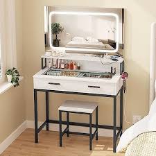 fameill white vanity desk with lights