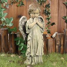 Praying Angel Boy Garden Statue From