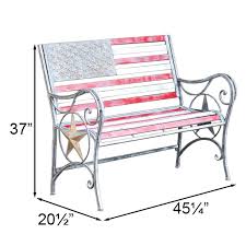 Zaer American Flag Iron Garden Bench