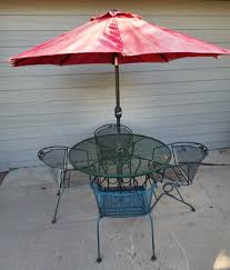 Vintage Metal Patio Table Umbrella And