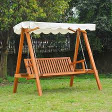 Wooden Garden Swing Chair Seat Bench Cream