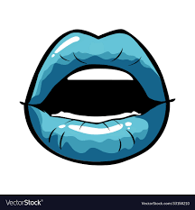 female and blue pop art mouth design