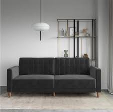 grey velvet transitional sofa bed