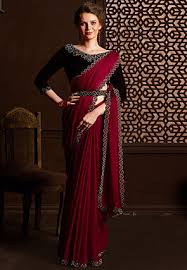 plain red sarees latest designs