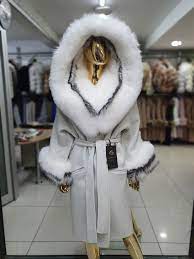 White Alpaca Coat With Fox Fur Big Hood