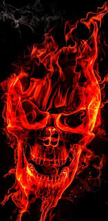 red flame skull hd phone wallpaper