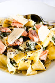 delicious pasta with creamed spinach