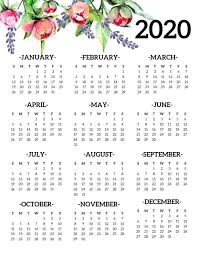 Portrait 2020 Calendar One Page Download 2019 Calendar