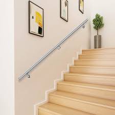 Wall mounted stair handrail bracket only, other accessories demo specification: Happybuy 4 Feet Stair Handrail Stainless Steel Wall Stair Rail Indoor Stairway Railing Straight Grab Wall Bars Rails 1 97 Tube Diameter Interior Stair Hand Rail Amazon Com