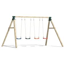 3c Kids Wooden Swing Set With Four