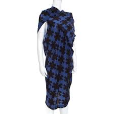 Vivienne Westwood Anglomania Blue And Black Printed Draped Asymmetric Dress M