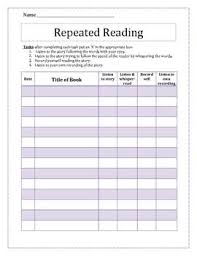 Fluency Repeated Reading Task Sheet Reading Record