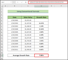 how to calculate average growth rate in