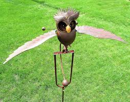 Kinetic Metal Brown Owl Yard Stake