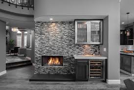 Contemporary Fireplace And Small Bar