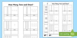 Grade 1 place value worksheet: Tens And Ones Worksheet Teaching Math Kindergarten First Grade